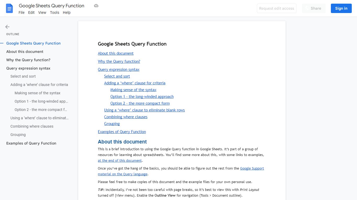 Google Sheets Query Function - Google Docs